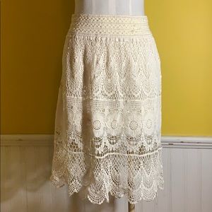 Origami cream lace pencil skirt with slip size m
